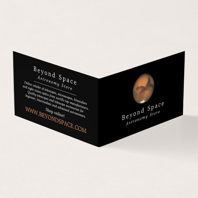 Planet Mars, Astronomer, Astronomy Store Business Card (Outside)