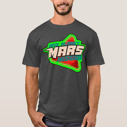 Planet Mars mission badge green T_Shirt