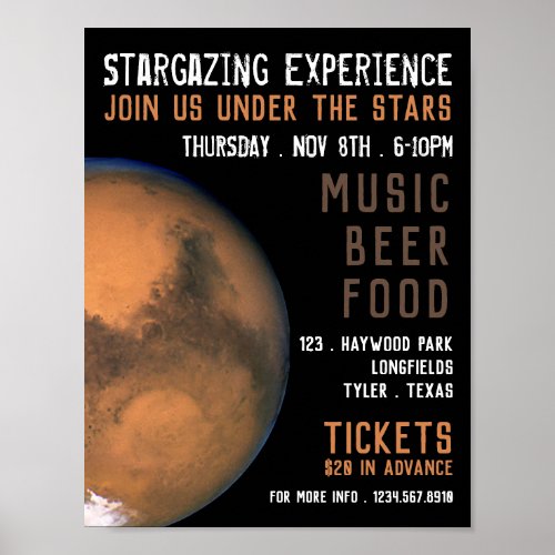Planet Mars Planetarium Event Advertising Poster