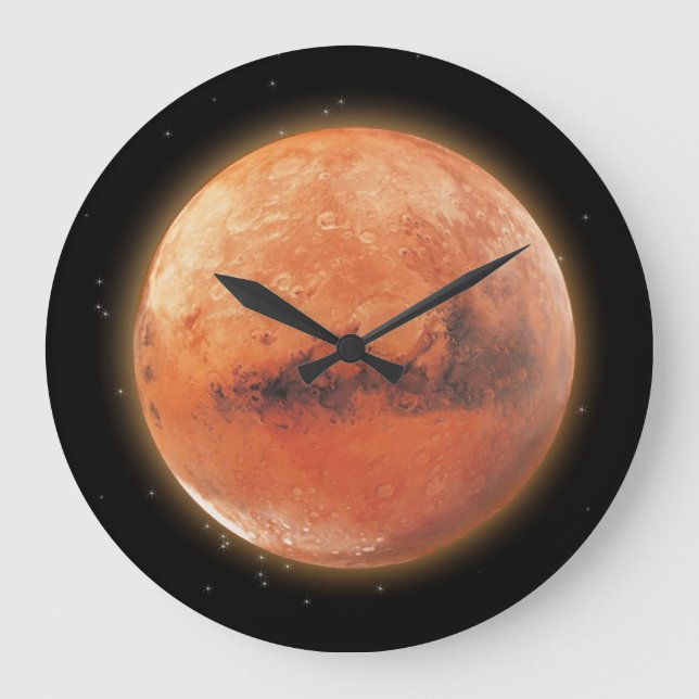 Planet Mars & Starry Sky Astronomy Wall Clock (Front)