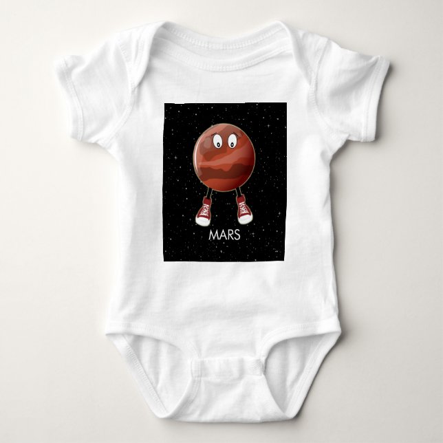 Planet Mars & Stars Baby Bodysuit (Front)