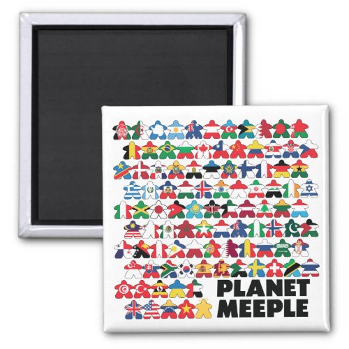 Planet Meeple Black Text Square Magnet