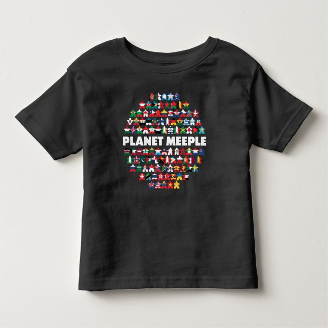 Planet Meeple, White Text Toddler Shirt (Front)