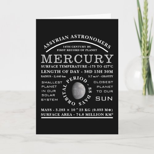 Planet Mercury Detailed Astronomy Card