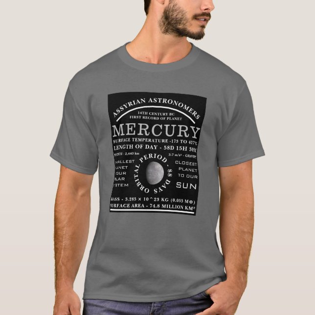 Planet Mercury Detailed Astronomy T-Shirt (Front)