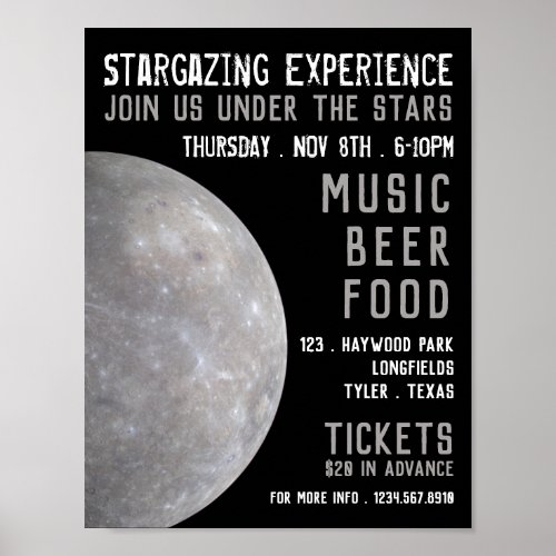 Planet Mercury Planetarium Event Advertising Poster