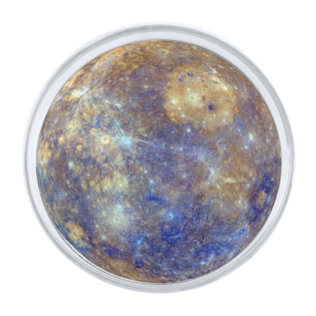 PLANET MERCURY v.2 (solar system) ~ Silver Finish Lapel Pin (Front)