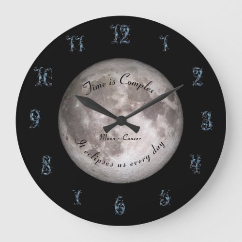 Planet Moon Astronomy Cancer New Age Large Clock