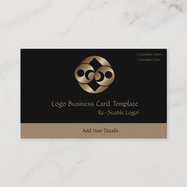 Planet Moon Black and Gold Logo Business Card (Front)