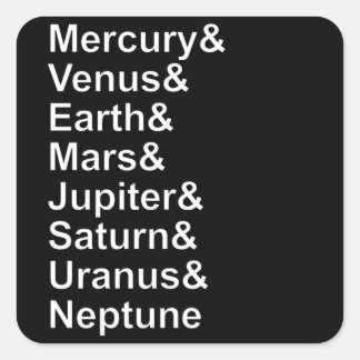 Planet Names Ampersand - Solar System Planets Square Sticker