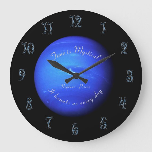 Planet Neptune Astronomy Pisces Acrylic Wall Clock (Front)