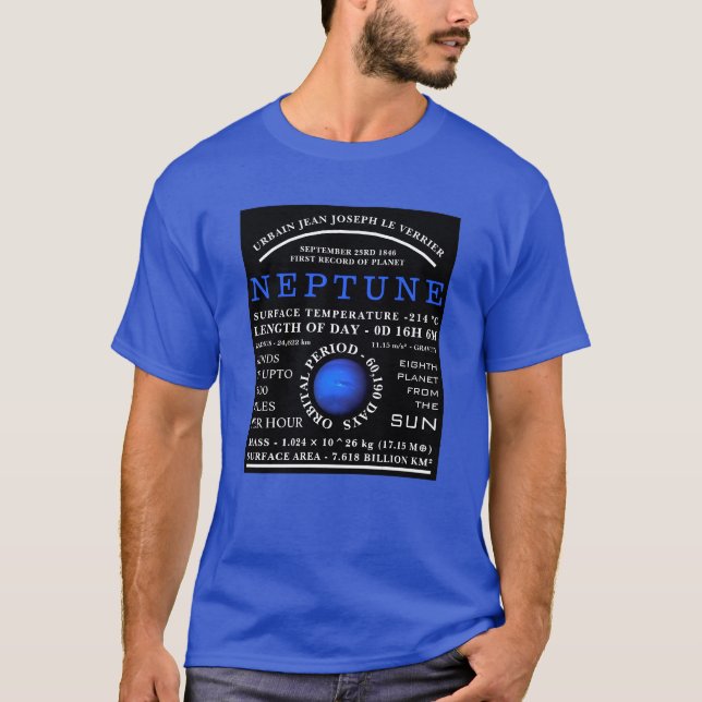 Planet Neptune Detailed Astronomy T-Shirt (Front)