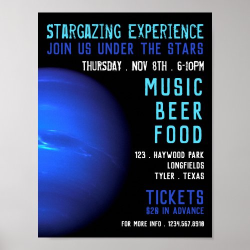 Planet Neptune Planetarium Event Advertising Poster