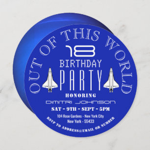 Planet Neptune, Space Shuttle Birthday Party Invitation