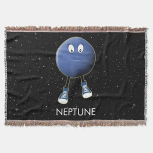 Planet Neptune & Stars Throw Blanket