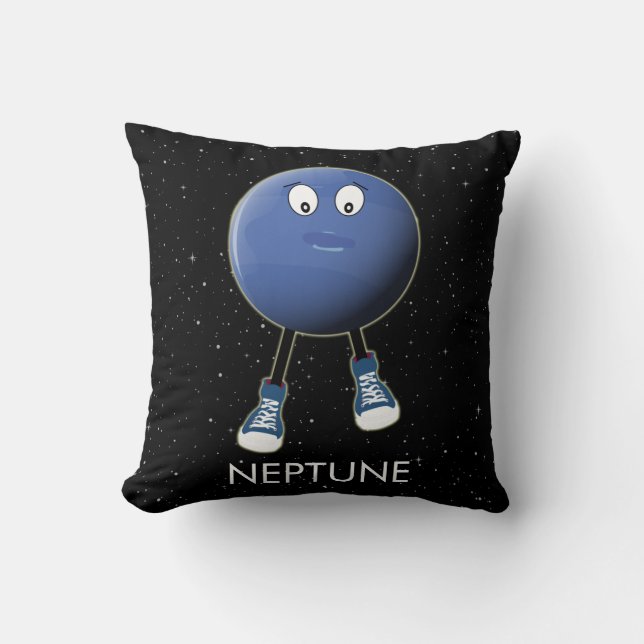 Planet Neptune & Stars Throw Pillow (Front)