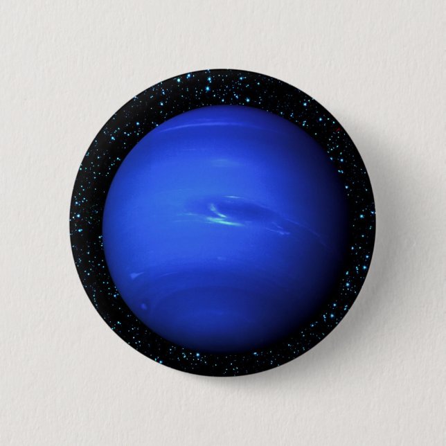 PLANET NEPTUNE with Star Background (solar system) Button (Front)