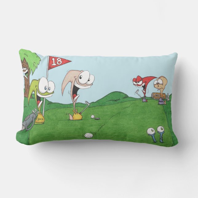 Planet OHNO! golf pillow. Lumbar Pillow (Front)