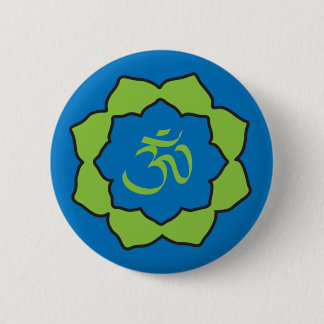 Planet Om blue/green Om Lotus Button