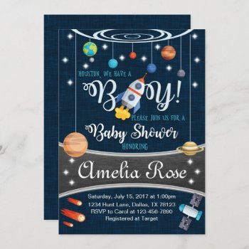 Planet Outer Space Baby Shower Invitation Boy by PerfectPrintableCo at Zazzle