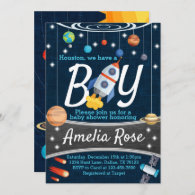 Planet Outer Space Baby Shower Invitation Boy