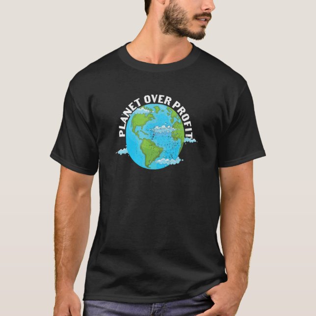 Planet Over Profit Earth Day World Planet Day Vint T-Shirt (Front)