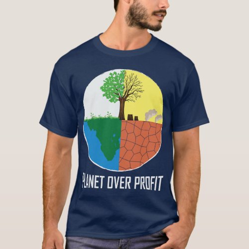 Planet Over Profit Eco friendly Earth Day T_Shirt