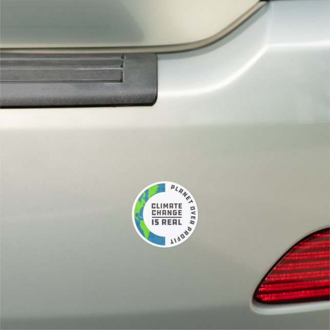Planet Over Profit Global Warming Climate Change Car Magnet (In Situ)