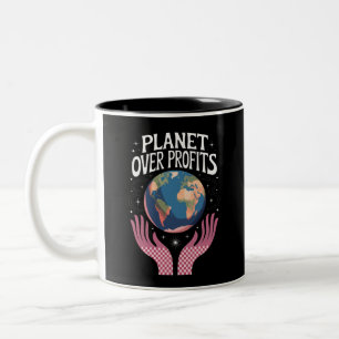Planet Over Profits Earth Climate Change is Real Two-Tone Coffee Mug