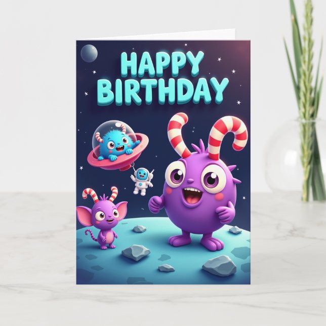 Planet Party Birthday Card (Front)