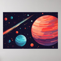 Planet Party – Vibrant Space Art Poster