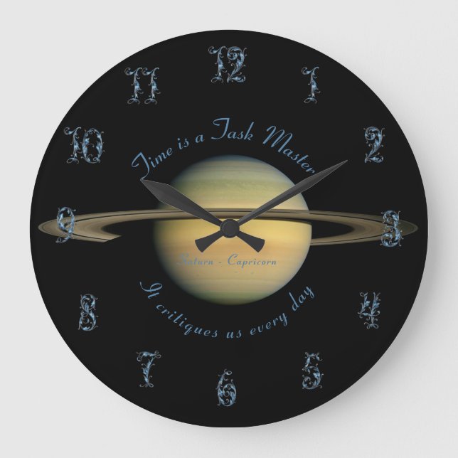 Planet Saturn Astronomy Capricorn New Age Large Clock (Front)