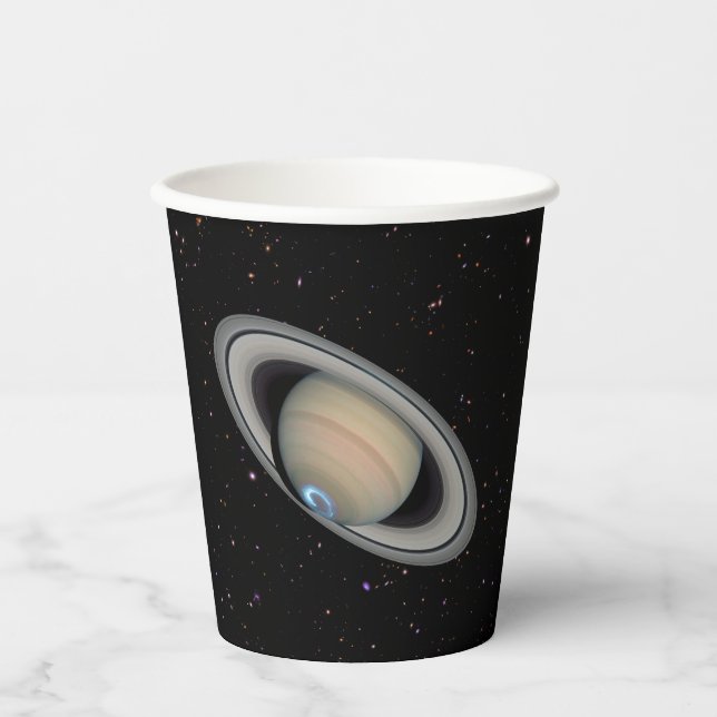 Planet Saturn Aurora and Rings Paper Cups (Front)