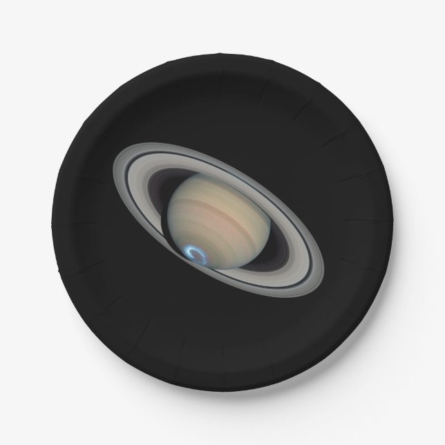 Planet Saturn Aurora and Rings Paper Plates (Front)