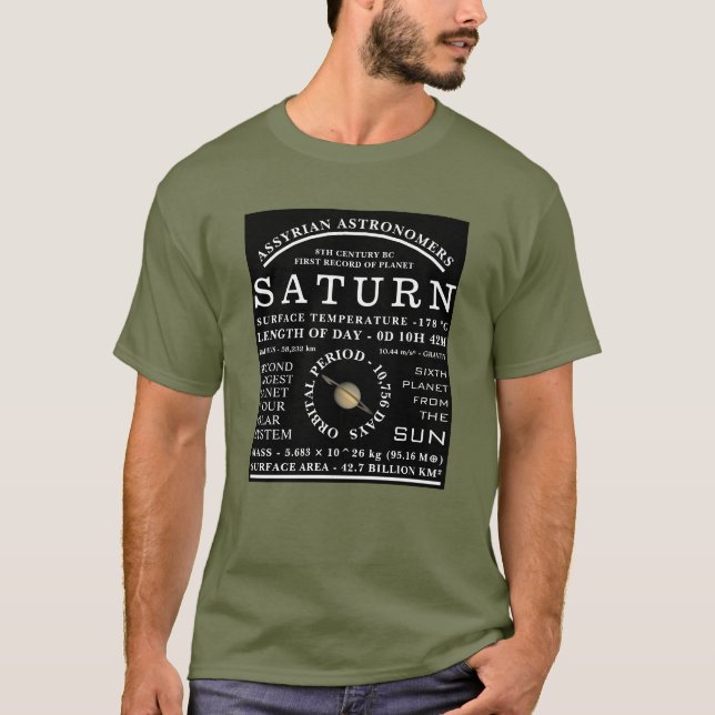 Planet Saturn Detailed Astronomy T-Shirt (Front)
