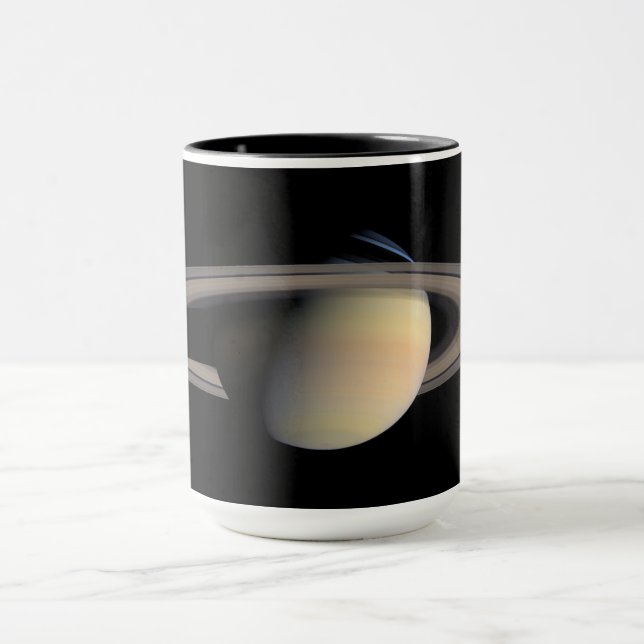 Planet Saturn Gas Giant, NASA Cassini Probe Mug (Center)