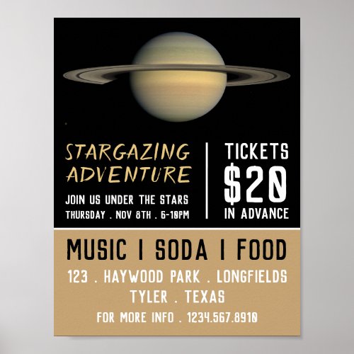 Planet Saturn Planetarium Event Advertising Poster