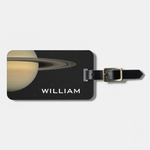 Planet Saturn Solar System Black Space with Stars Luggage Tag
