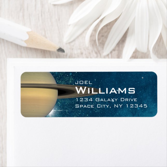 Planet Saturn Solar System Space Return Address Label (Insitu)
