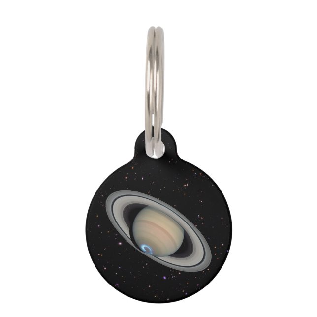 Planet Saturn Starry Sky Pet ID Tag (Front)