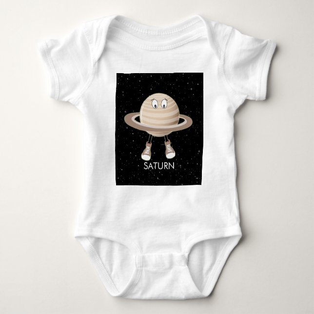 Planet Saturn & Stars Baby Bodysuit (Front)