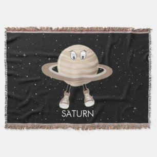 Planet Saturn & Stars Throw Blanket