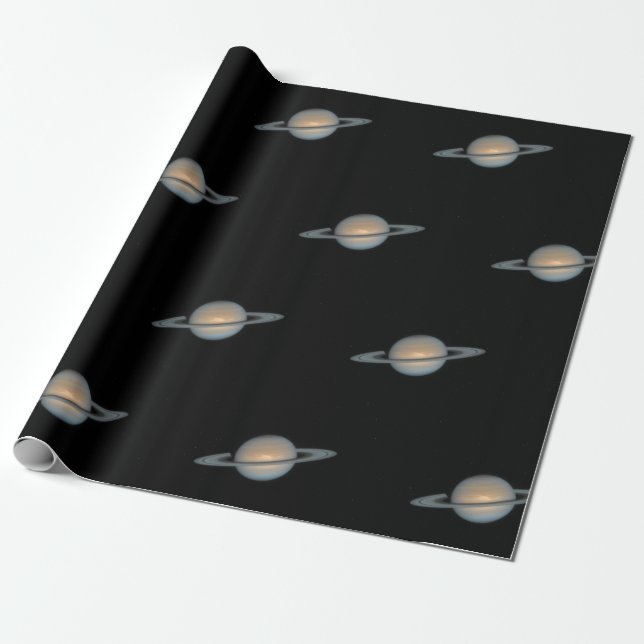 Planet Saturn with Ring Pattern Wrapping Paper (Unrolled)
