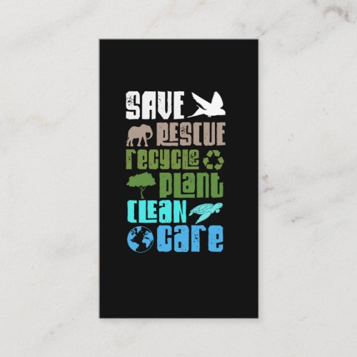 Planet Save Rescue Animals Recycle Plant Care Eart Business Card