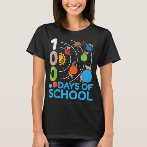 Planet Solar System 100 Days of School Cat T_Shirt