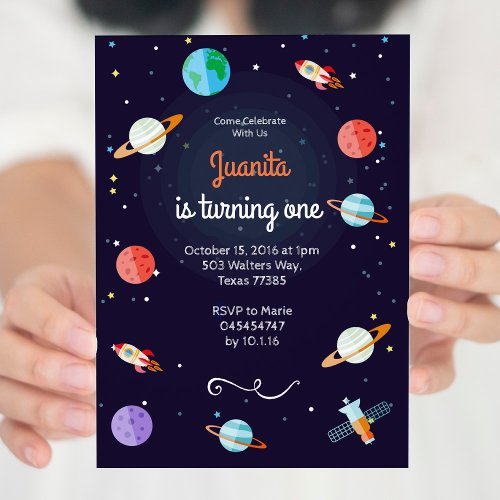 Planet Space Solar System Planet Birthday Invitation