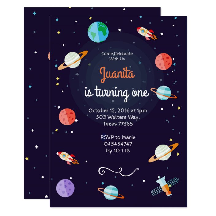 Planet Space Solar System Planet Birthday Invitation Zazzle Com