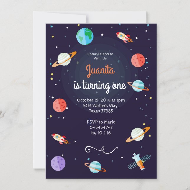 solar system birthday invite