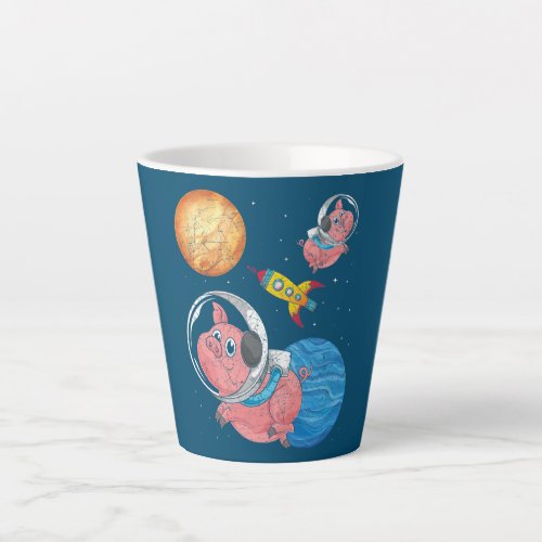 Planet Space Travel Rocket Farm Animal Farmer Latte Mug