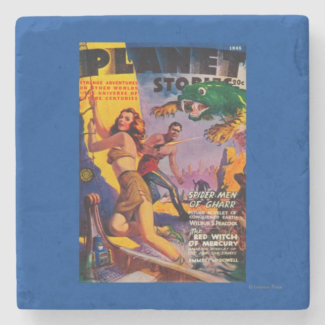 Planet Stories Magazine Cover 5 Stone Coaster (Front)